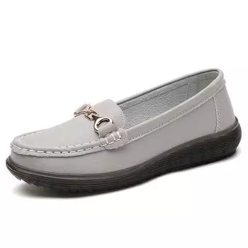 Fashion New women s fashion casual 100% cowhide leather shoes sports comfortable breathable anti-slip wear women s leather casual shoes 35
