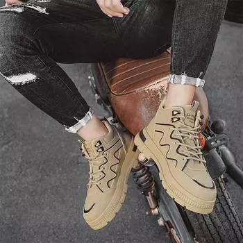 Fashion PARZIVAL Autumn Winter Men s Boots Casual Thick Soles Man Boots Motorcycle Boots Male Platform Boots Ankle Walking Shoes 39 чёрный