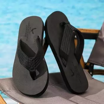 Fashion PARZIVAL Summer Fashion Flip Flop Men Non-Slip Outdoor Beach Flip Flops Braided Shoelaces Flat Casual Slippers Chinelo Masculino 38 чёрный