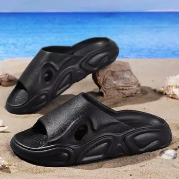 Fashion PARZIVAL Wholesale Summer Slippers Punk Men Slippers High Quality Beach Sandals Casual Shoes Slippers Street Platform Soft 40 чёрный