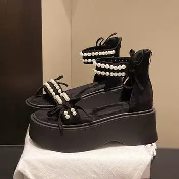 Fashion pearl platform sandals women s spring and summer new with skirt sandals 35