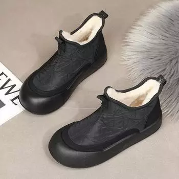 Fashion platform cotton shoes 2024 winter new thickened wool snow boots casual versatile non-slip waterproof cotton boots 35