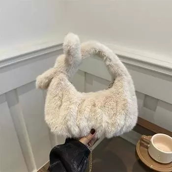 Fashion Plush Handbag Niche Design Foreign Style Shoulder Bag Messenger Bag Dumpling Bag серый