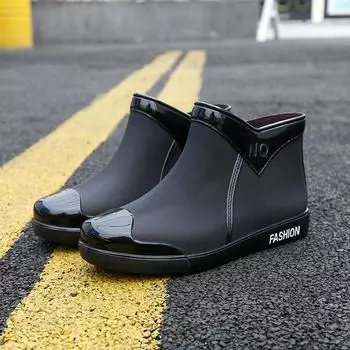 Fashion rain shoes female adult waterproof women s water shoes non-slip water boots short tube outside rain boots matte water shoes 36 чёрный