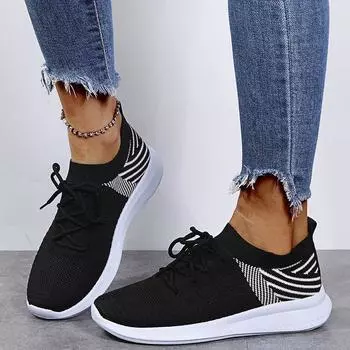 fashion Rimocy Breathable Mesh Platform Sneakers Women Comfy Soft Sole Running Sport Shoes Woman Spring Summer 2024 Knit Socks Sneakers 35 бежевый