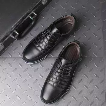 Fashion Round Toe Men Leather Casual Shoe for Men Lace Up Shoe Loafers Men Chaussure Hommes Zapatos Para Hombres Mocassins Hommes Zapato 38 синий