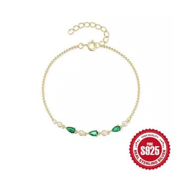 Fashion S925 Sterling Silver Creative Versatile Personalized Mini Round Bead Chain Water Drop Zircon Versatile Bracelet 925 Silver
