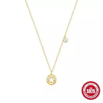 Fashion S925 Sterling Silver Five-Petaled Flower White Shell Style Simple Temperament Classic Women S Collarbone Necklace Women 925 silver золотой
