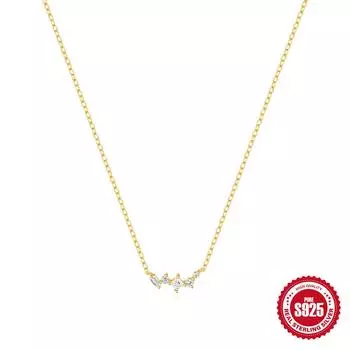 Fashion S925 Sterling Silver Single-Row Splicing Geometric Versatile Simple Commuter Necklace Collarbone Chain 925 silver золотой
