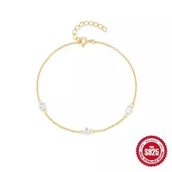 Fashion S925 Sterling Silver Three Diamonds High Sense Ladies Stacked Daily Matching Bracelet Bracelet 925 silver золотой