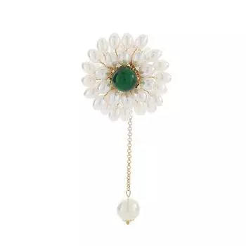 Fashion Sense Pearl Round Jade Run ручная работа оригинальная элегантная брошь с бахромой из бисера легкая роскошная невыцветающая фурнитура