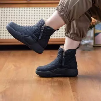 fashion Sewing Winter Modern Boots Round Toe Low Heel Women s Shoes on Sale 2024 High Quality Flat with Ankle Novelty Women s Boots 35 бежевый