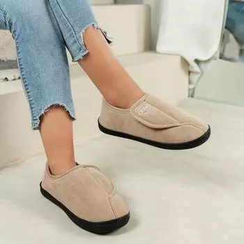 fashion Shevalues Winter Warm House Cotton Slippers For Women Indoor Soft Fur Fluffy Slides Unisex Outdoor Non-Slip Cozy Plush Flat Shoe 36-37 чёрный