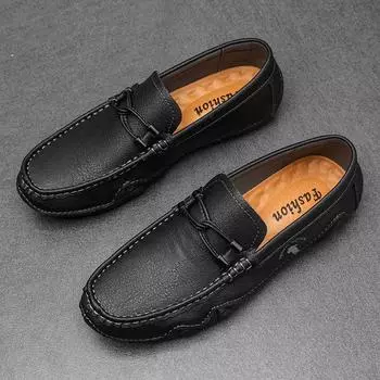 Fashion Shoes Male Casual Shoes Loafers Sneakers 2024 Men Fashion Leather Comfortable Loafers Outdoor Vintage Driving Shoes Lightweight 38 коричневый