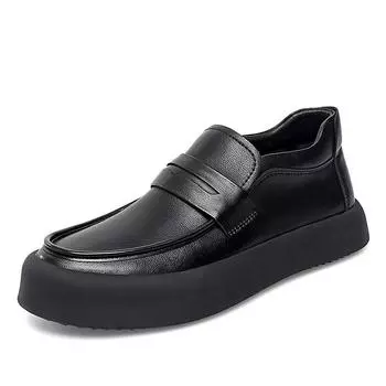 Fashion Spring Autumn New Designer Leather Loafers Male Fashion Casual New Designer Black British Platform Shoes for Men 38