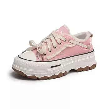 Fashion Spring Autumn New Designer Platform Canvas Shoes for Women Fashion Casual Solid Color Pink Sports Women s Vulcanize Shoes 36 розовый