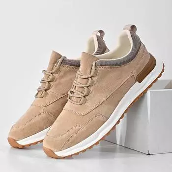 Fashion Spring Summer Men s Fashion Lightweight Comfortable Walking Shoes Outdoor Casual Lace-up Shoes Men s Genuine Leather Sneakers 39 коричневый