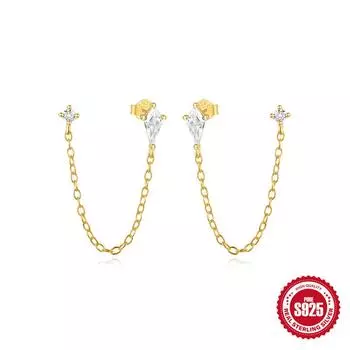 Fashion Style S925 Sterling Silver Fringed Diamond Petal Versatile Earrings Earrings Earline Thin Earrings 925 Silver