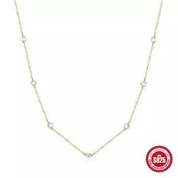 Fashion Style S925 Sterling Silver Simple Stacking Interval Luxury Diamond-Encrusted Street Shot Hipster Women S Necklace 925 Silver золотой