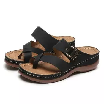 fashion Summer Cross Toe Slippers Women Casual Slope Heel Women s Sandal Outdoor Beach Platform Sandals Plus Size Wedges Shoes Slides 35 коричневый
