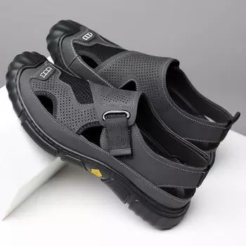 Fashion Summer Fashion New Soft Leather Platform Men s Sandals Designer Casual Beach Male Shoes Mesh Surface Soft Sole Male Sneakers 38