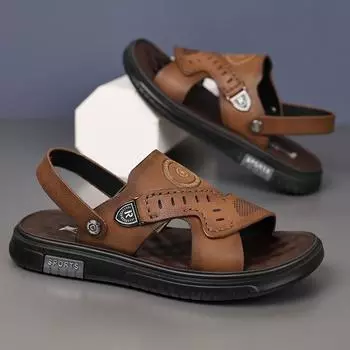 Fashion Summer Men s Soft Sandals Genuine Leather Men Slippers Gladiator Men Beach Sandals Comfortable Outdoors Wading Shoes 38 коричневый