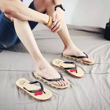 fashion Summer Mixed Color Bathroom Slippers Classic Men s Flip Flop Male Sandals Breathable Slipper for Men Household Comfortable Shoes 40 красный