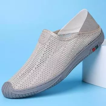 Fashion Summer Net Face Hollow Out Platform Slip-on Casual Outdoor Men s Sneakers Designer New Soft Sole Lightweight Driving Men Shoes 38