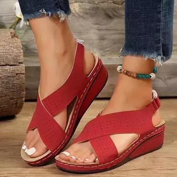 Fashion Summer New Women Wedge Sandals Fashion Lightweight Platform Gladiator Shoes Woman Plus Size 43 Non Slip Casual Sandalias Mujer 36 красный
