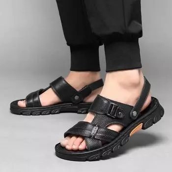 Fashion Summer Outdoor Beach Men Sandals Soft Sole Fashion Light Man Leather Sandals Luxury Sandals Men Sneakers Casual Breathable Shoes 38 коричневый
