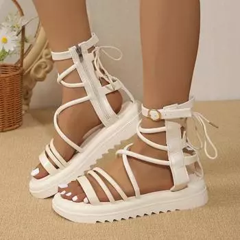 Fashion Summer Slim Strap Flat Bottom Fashion Paired with Low Heel Women s Sandals 2024 New Open Toe Outdoor Casual Women s Sandals 35