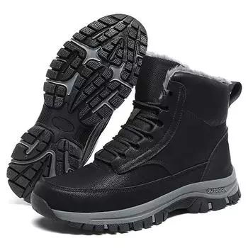 Fashion Super Warm Winter Boots With Fur Outdoor Snow Men Boots Snow Antiskid Waterproof Boots Men Shoes Winter botas High Top hombre 39 чёрный