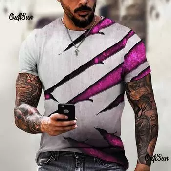 Fashion T-Shirts For Men 3d Animal Claw Printed Men s Clothing Street Designer Short Sleeved Loose Oversized Tshirts Casual Tops S