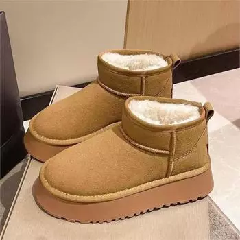 Fashion Thick soles wear short tube snow boots women s new winter all-match plus cashmere thickened anti-slip protection boots p346 35 жёлтый