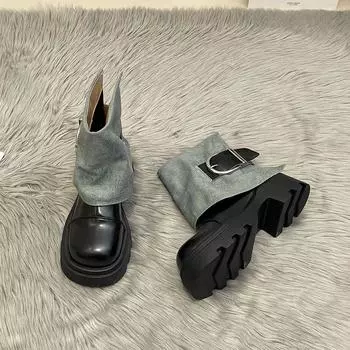 Fashion thin trouser tube boots small short boots children s summer new versatile thick-soled cowboy Martin boots 35