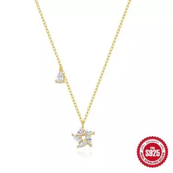 Fashion Trend Sterling Silver Wind S925 Sterling Silver Water Drop Zircon Combination Forms A Whirlpool Wave Shape Necklace 925 silver золотой