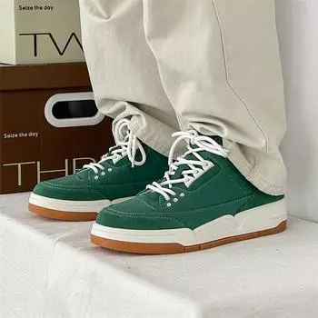 Fashion Trendy Breathable Summer Shoes for Men Canva Casual Non-leather Low Top Sneakers Luxury Brand Flats Male ComfortableWalking Shoe 38 зелёный