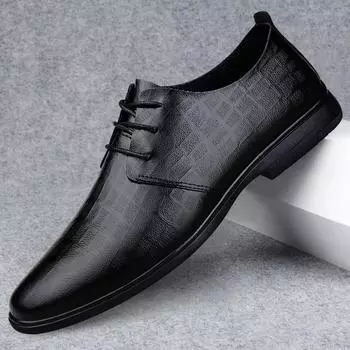 Fashion WAERTA Two layer cowhide Men Dress Shoe Oxfords Lace Up Italian Mens Casual Shoes Luxury Brand Moccasins Loafers Plus Size 37-46 37