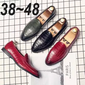 Fashion Wedding Italian Dress Footwear Leather Business Red Office Casual Mens Formal Designer Black Loafers Flats Oxfords Shoes for Men 6