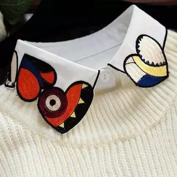 Модный белый воротник с лацканами, женская вышивка, искусственный воротник, полурубашка, блузка, поддельные воротники, свитер, рубашка, съемные воротники