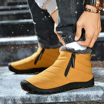 Fashion Winter Men Boots Flat Bottom Comfortable Wear-resistant Plush Cotton Shoes for Outdoor Warmth Casual Sneakers Snow Boots for Men 39 синий