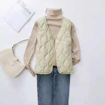 FASHION with coat inner with light down vest women s liner V-neck 90 duck down high quality solid color down vest inner liner M