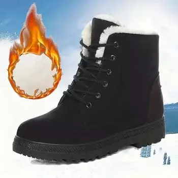 fashion Women Boots Plus Size 43 Snow Boot for Women Winter Shoes Heels Winter Boots Ankle Botas Mujer Warm Plush Insole Shoes Woman 36 бежевый