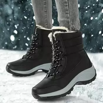 fashion Women Boots Winter Platform Heels Snow Boots for Wamen 2024 Trend Fur Warm Ankle Boots Female Plush Winter Waterproof Shoes 36 белый
