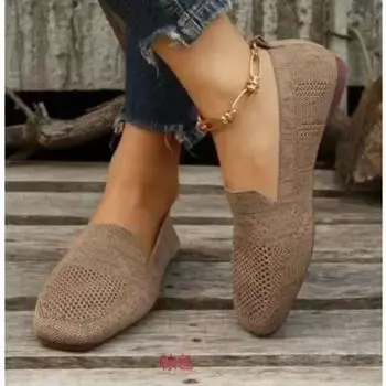 Fashion Women Mesh Square Toe Breathable Casual Shoes Halloween Autumn Daily Simple Hollow Out Flat Shoes Zapatos De Mujer 2024 36