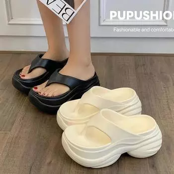 Модные женские шлепанцы на платформе, летние пляжные нескользящие тапочки с толстой подошвой, женские сандалии с застежкой-молнией, сандалии для улицы 36-37