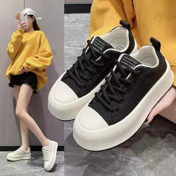 Fashion Women Platform Sneakers Spring Designer Shoes Thick Bottom Casual Vulcanized Shoes Ladies Autumn Chunky Shoes Zapatos De Mujer 35 белый