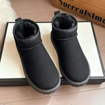 Fashion Women s Ankle Boots Outdoors New Non-slip Winter 2024 Hot Sale Ladies Boots Warm Short Plush Outdoors Round Head Women Shoes 35 жёлтый