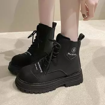 fashion Women s Boots Spring Ankle Flat Thick Sole Warm Shoes Short Plush Women s 2024 Casual Boots Style Flat With 35 верблюд