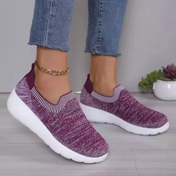 Fashion Women s Fashion Single Shoes Autumn New Round Head Deep Mouth Mesh Cloth Breathable Soft Sole Non-slip Sports Shoes 36 серый